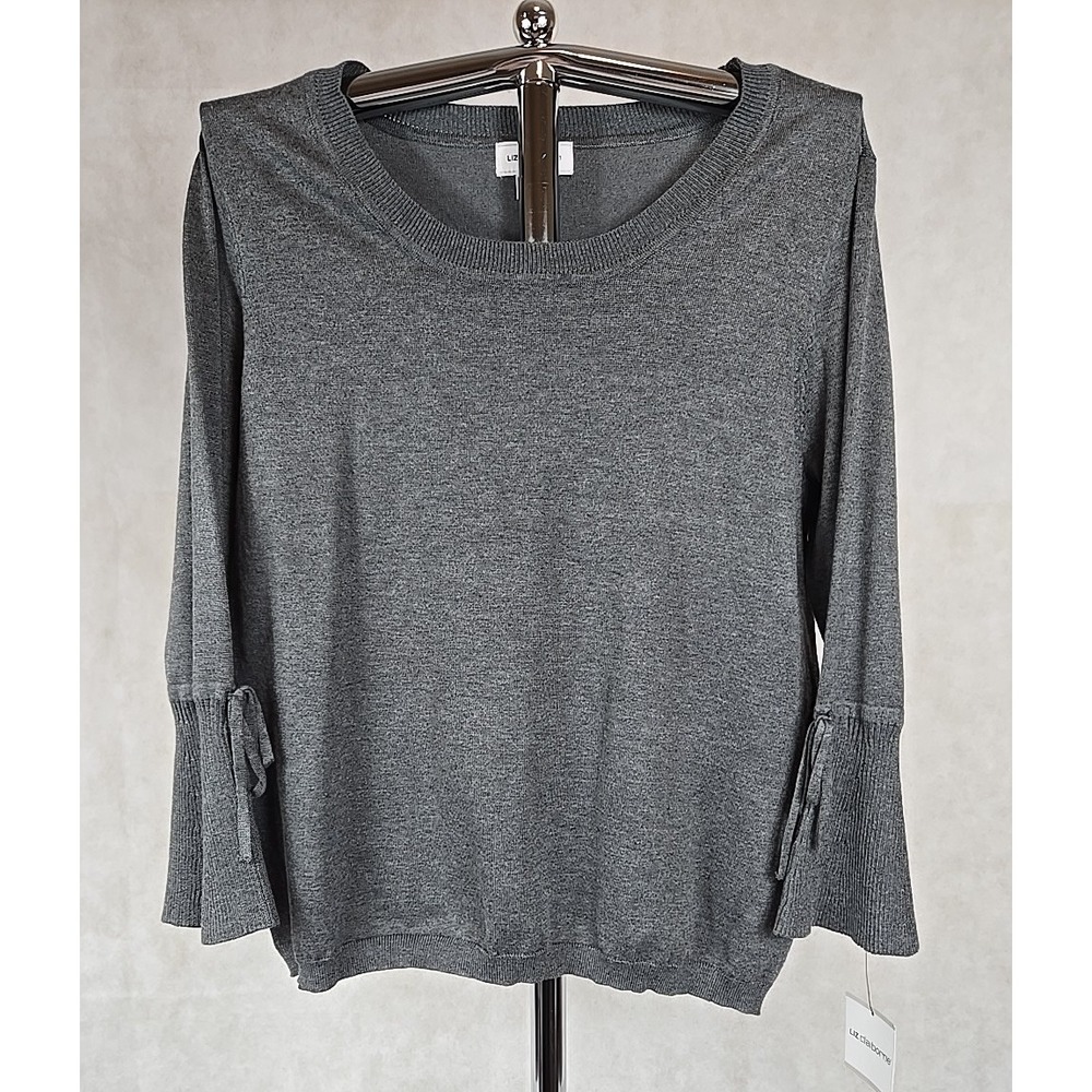 Liz Claiborne Womens Size XL X-Large Gray Long Sleeve Crew Sweater Top NWT